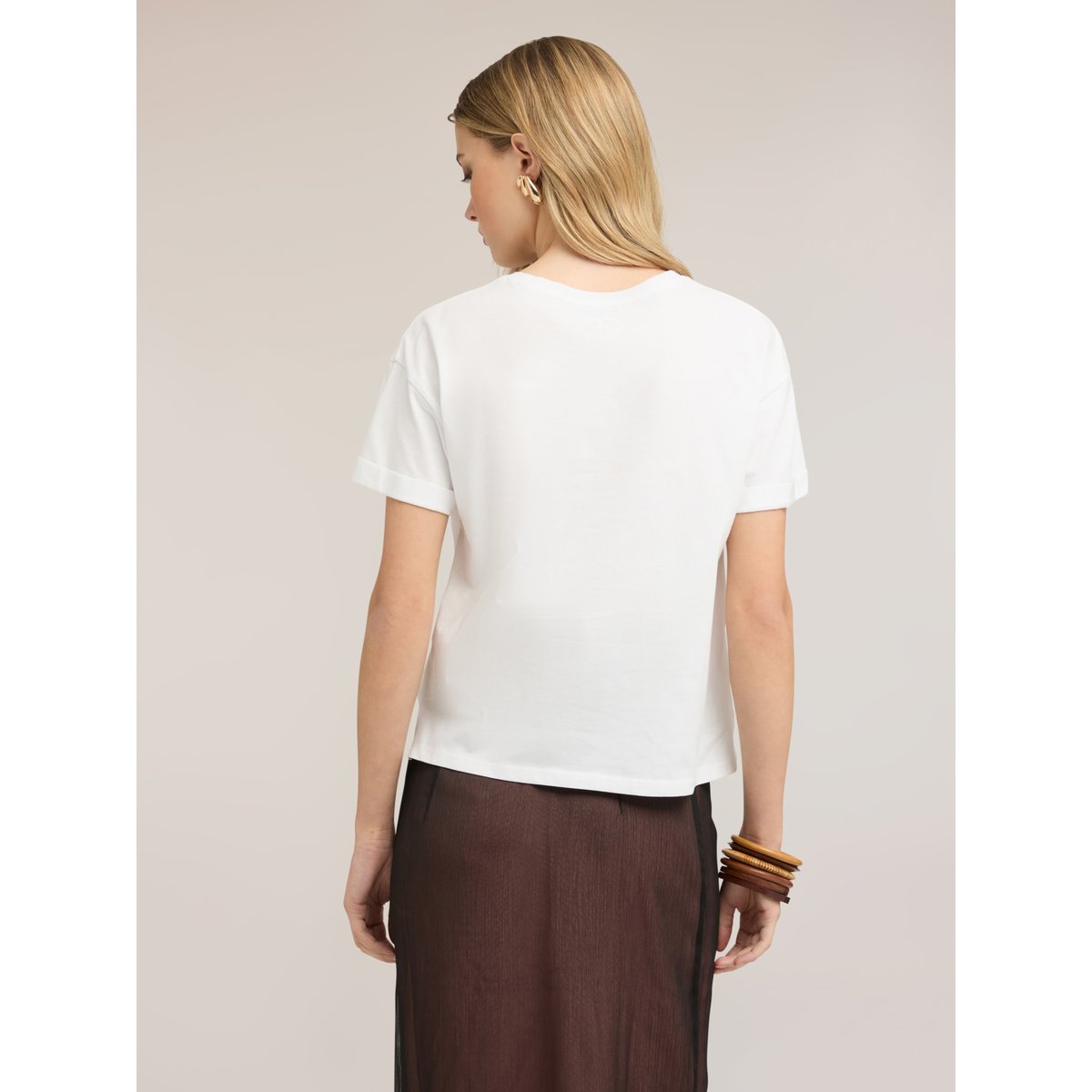 T-shirt boxy avec logo brodé blanc, MOTIVI