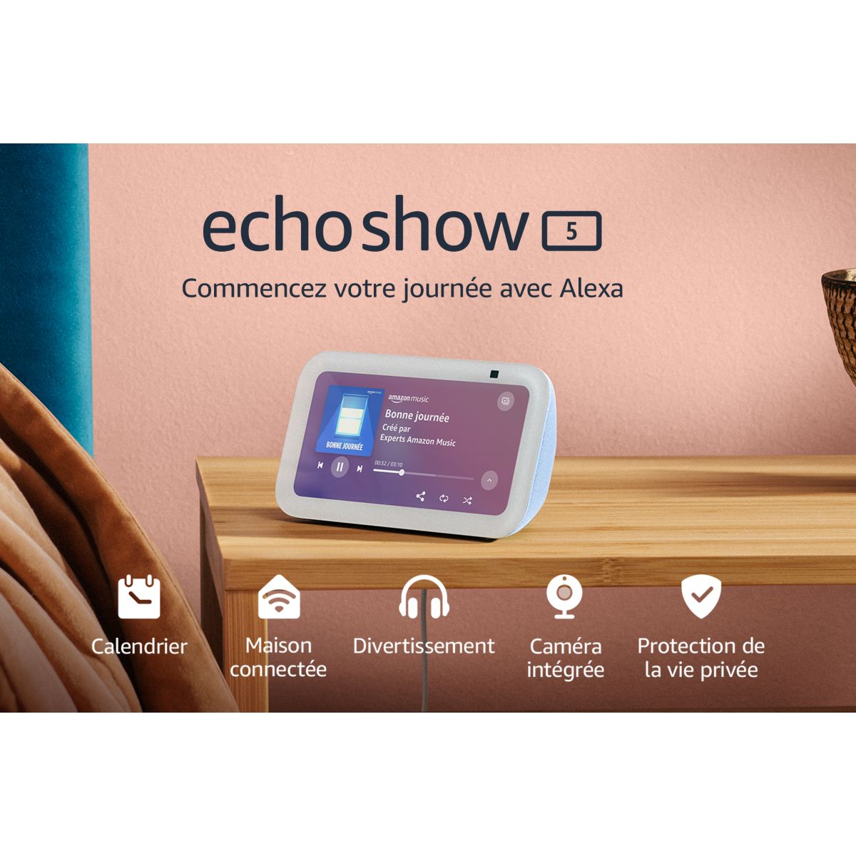 Assistant vocal Echo Show 5 3e génération Bleu gris bleu, AMAZON