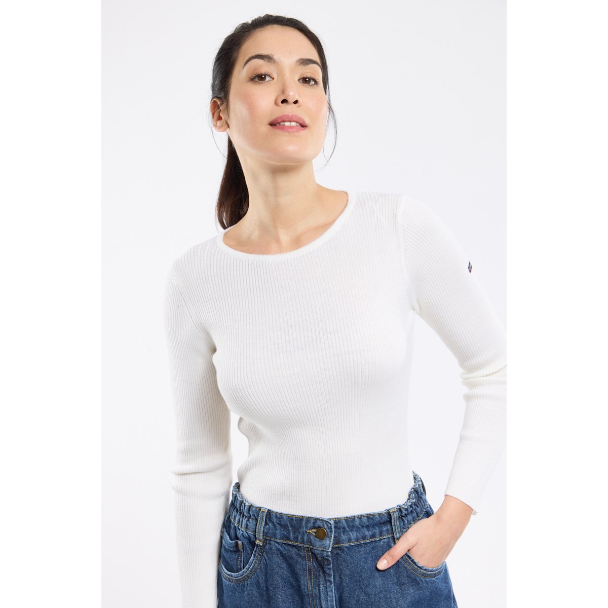 Pull en laine mérinos LIFFRÉ milk, ARMOR-LUX