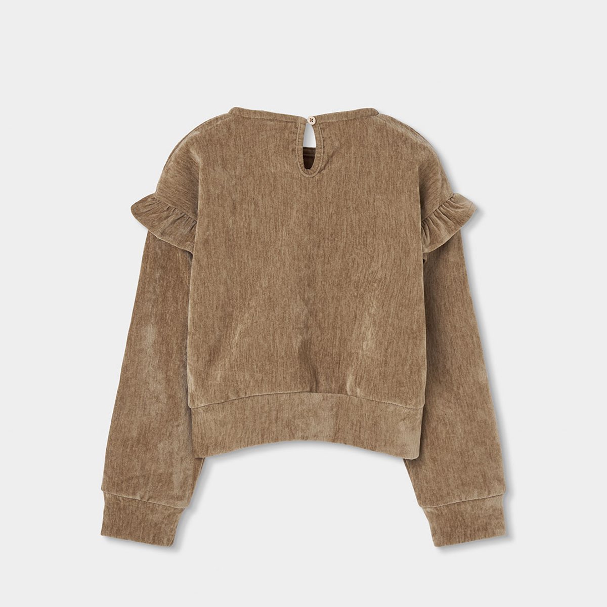 Sweat-shirt fille à volants sur les épaules beige, BOBOLI