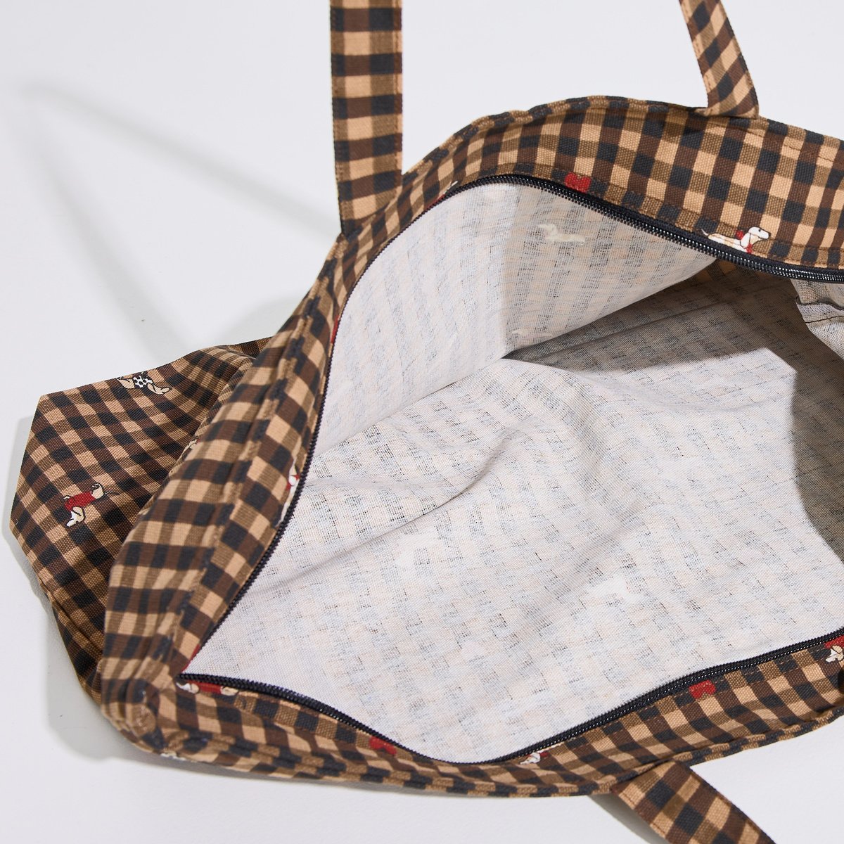 Sac cabas grand format motifs marron, GRAIN DE MALICE