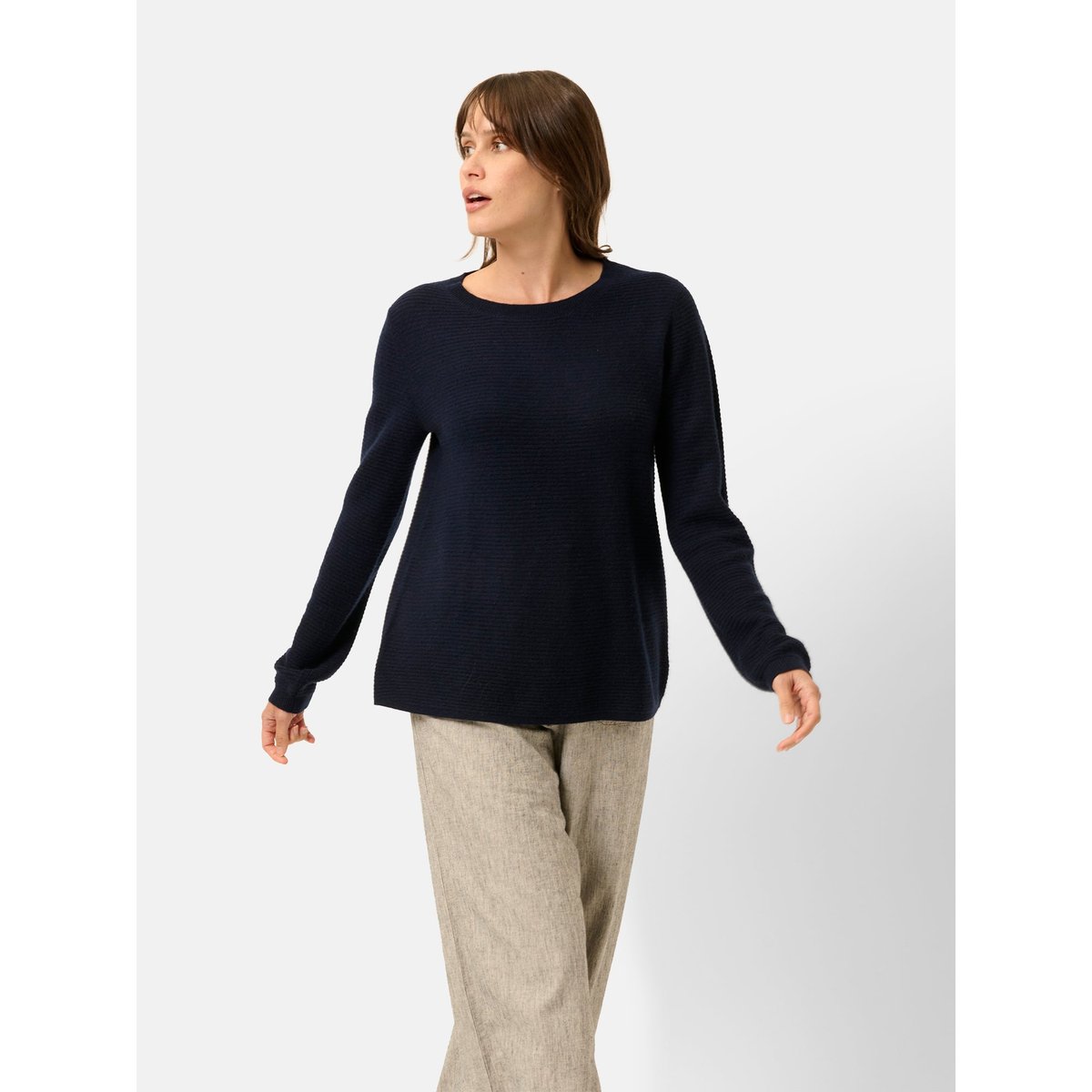 Pull Col Bateau Navy Nethy bleu foncé, JUST CASHMERE