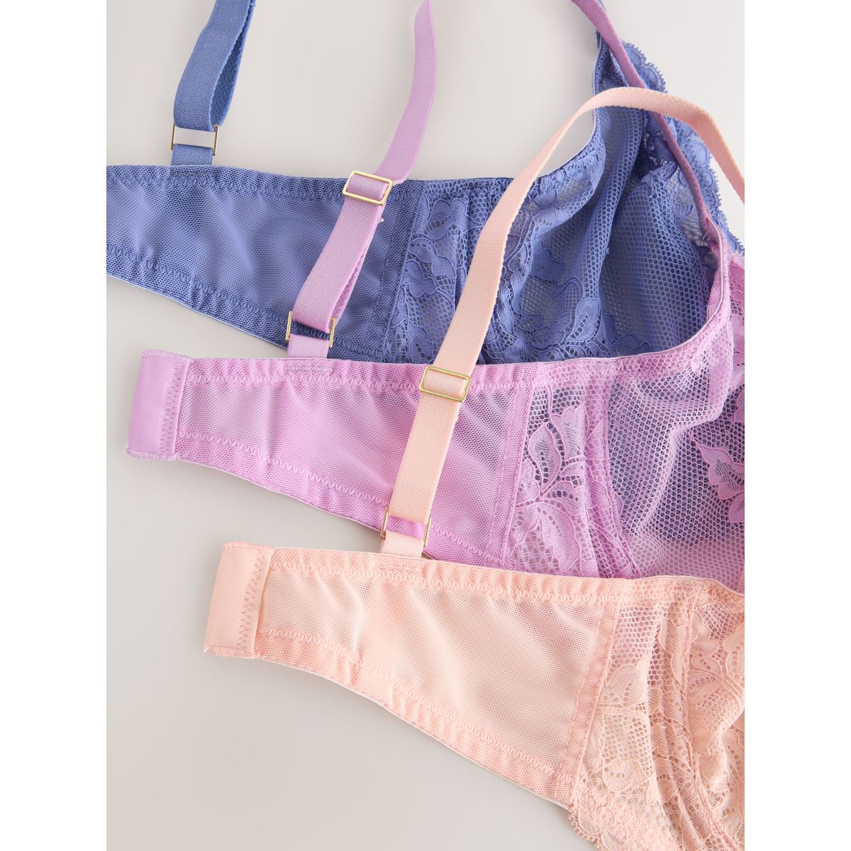 Soutien-gorge en dentelle, lot de 3 mauve/pêche/bleu, NEXT