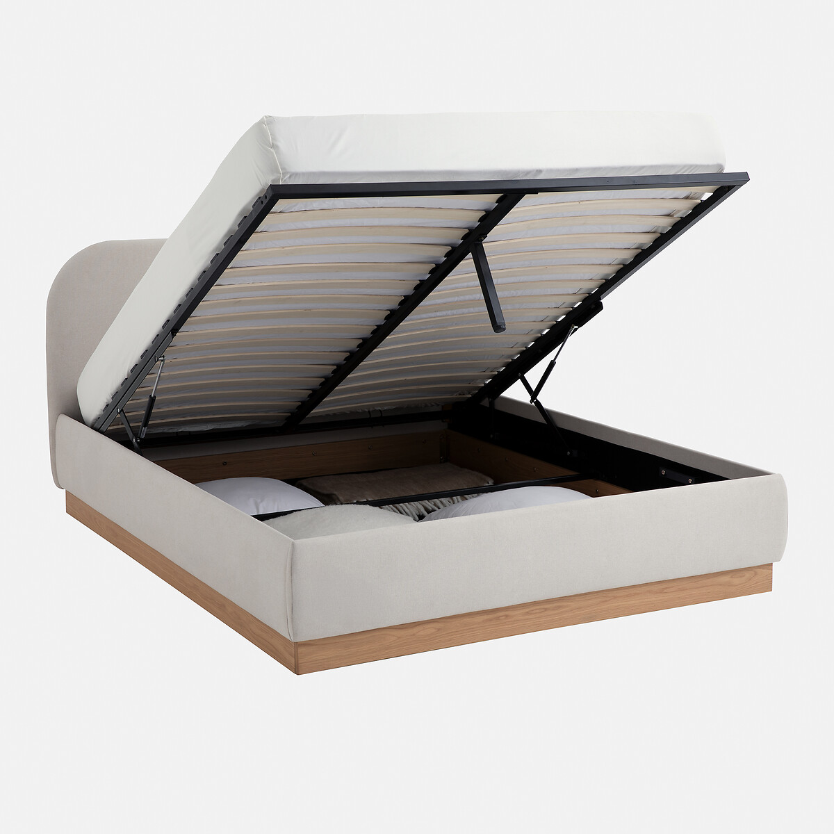 Cama com arrumação e estrado elevatório, Marica bege, LA REDOUTE INTERIEURS
