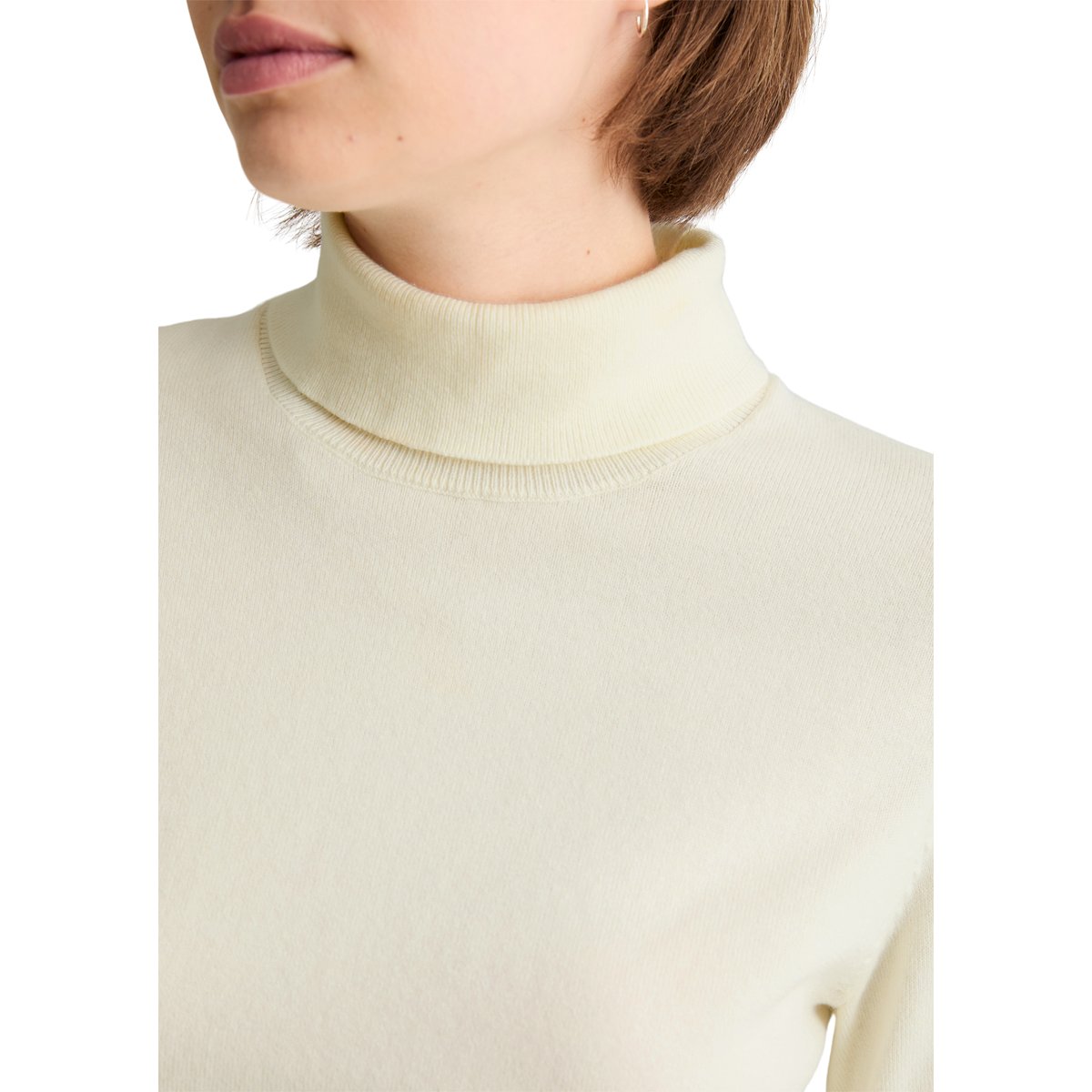Pull à col roulé regular en Soft Cotton Stretch blanc, MARC O’POLO DENIM