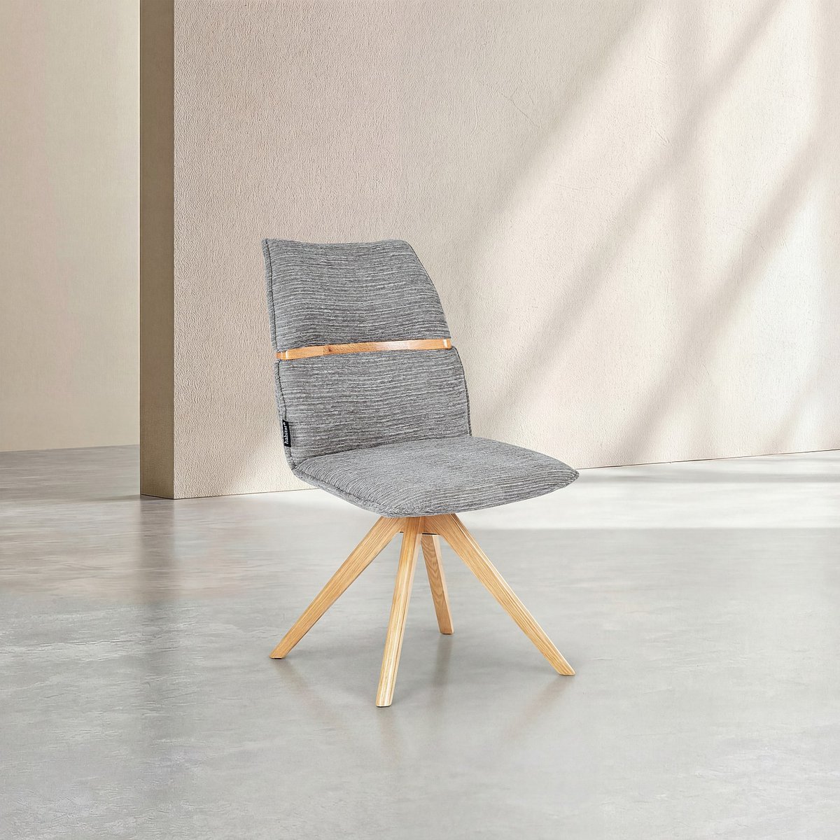 Lot de 2 chaises pivotantes en tissu et chêne TIMISO gris, HABITAT