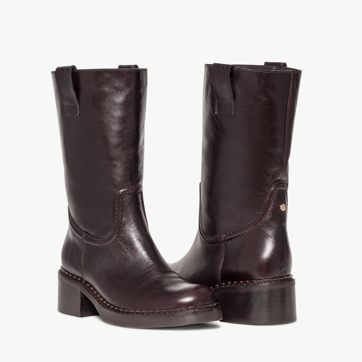 Botte Plate en cuir VITTA marron marron fonce, BOCAGE