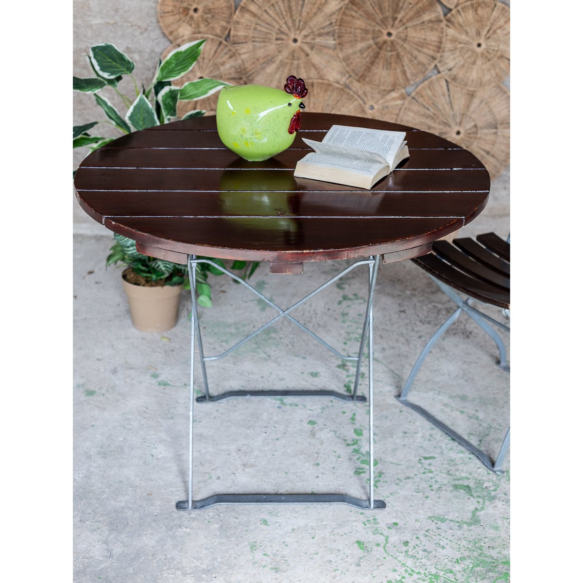 Table à manger pliable d'extérieur Romy N°1558 - Bon état bois foncé, DEBONGOUT