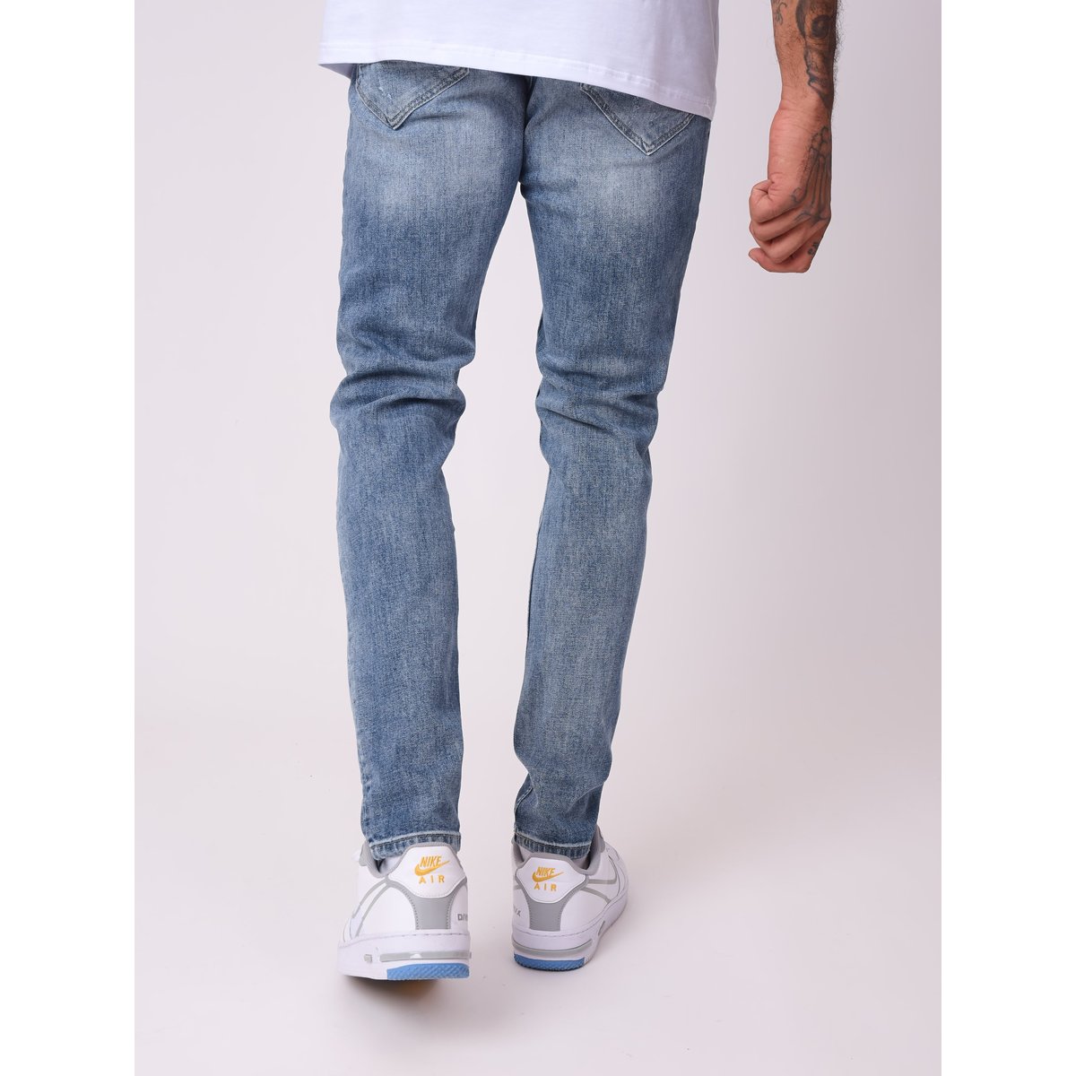 Jean skinny bleu délavé avec trou bleu, PROJECT X