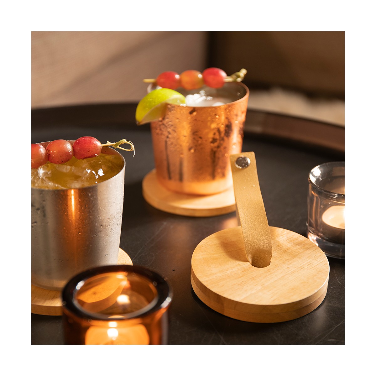 Set de 4 dessous de verre beige, LIVOO
