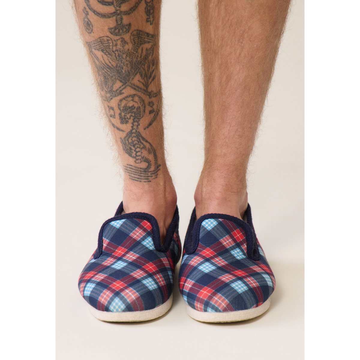 Chaussons d'intérieur en laine Pantoufle carreaux, LE SLIP FRANCAIS