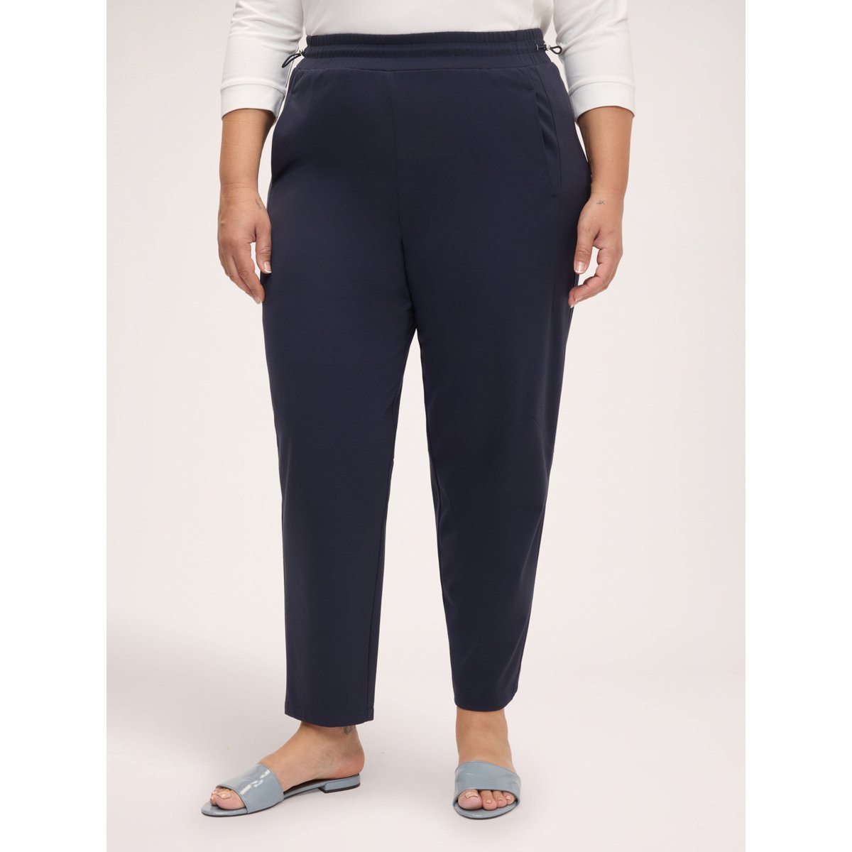 Pantalon avec cordon de serrage à la taille bleu, FIORELLA RUBINO