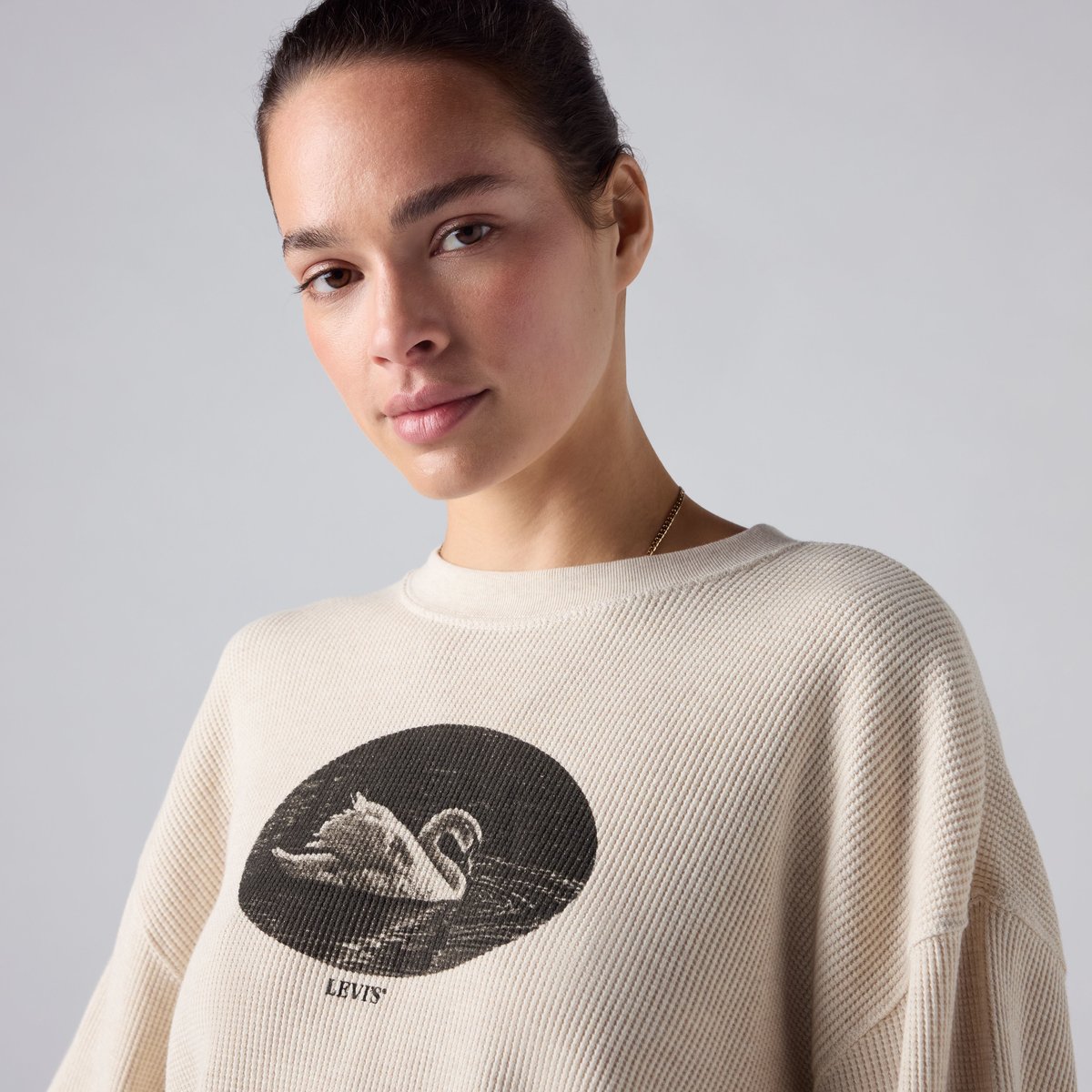 Crew Swan Relaxed Waffle beige - swan snapshot oatmeal heather gray, LEVI'S