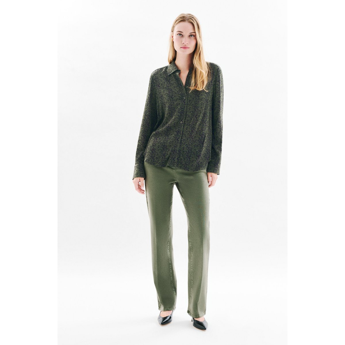 Chemise Coupe droite CLEONY vert kaki, CAROLL