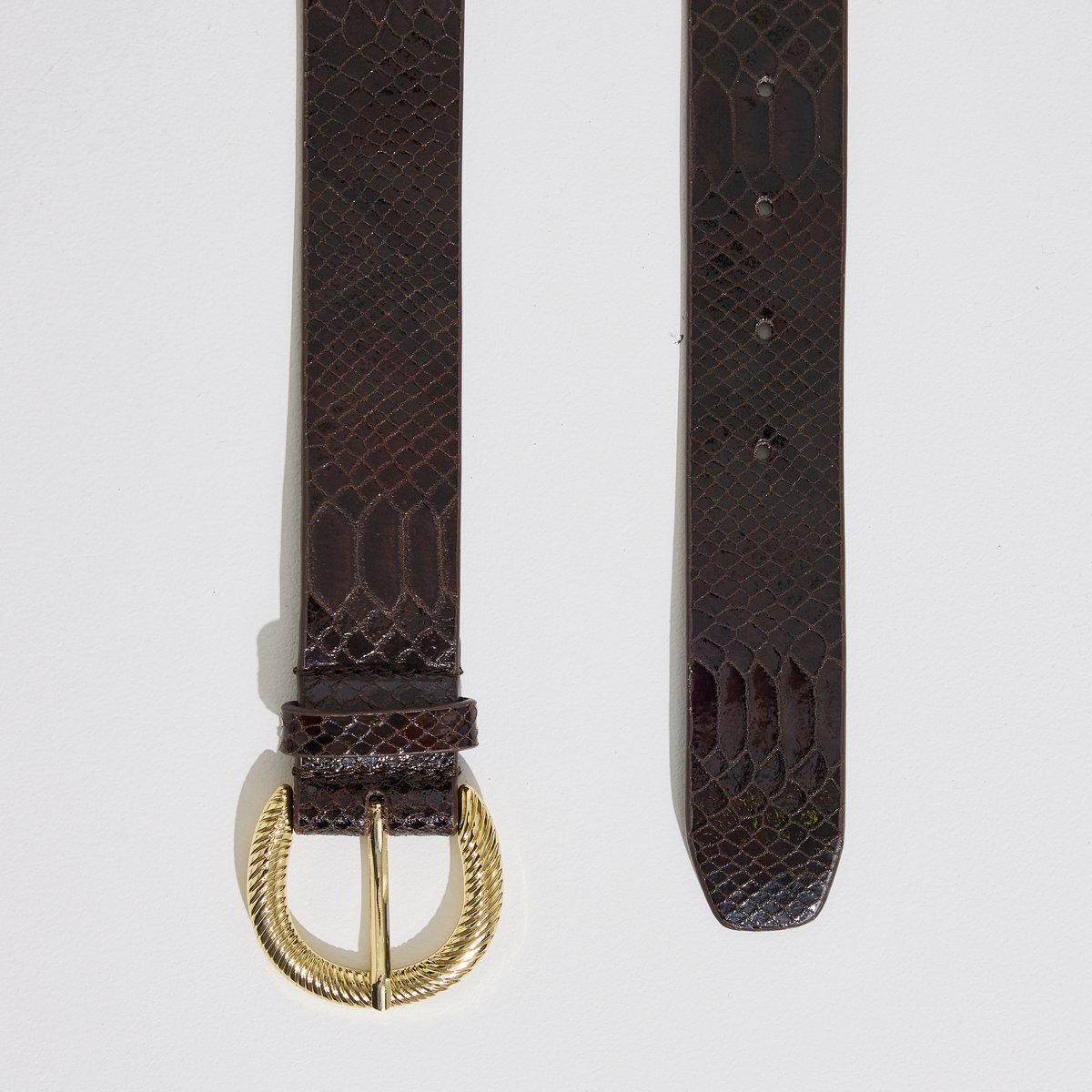 Ceinture motif serpent avec boucle marron, GRAIN DE MALICE