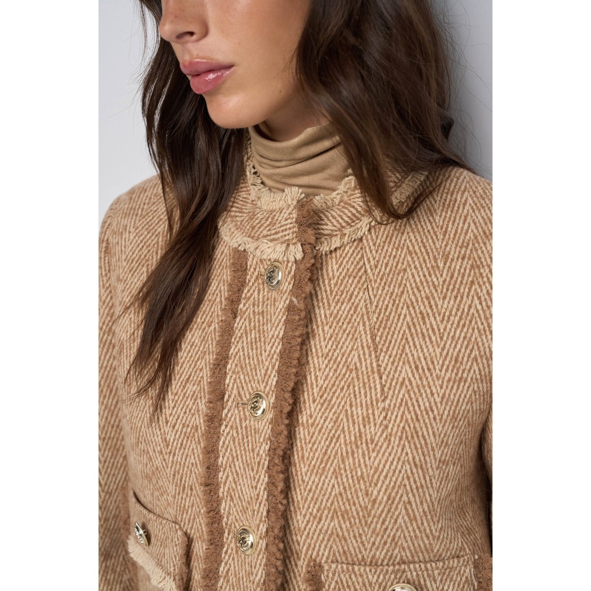 VESTE EN TWEED AVEC LAINE marron, SALSA JEANS