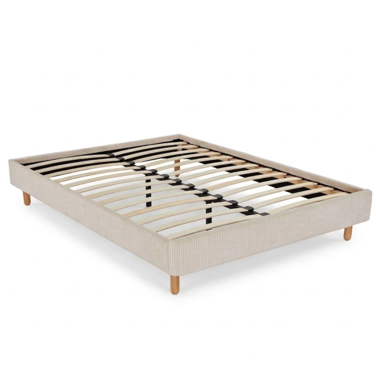 Sommier kit 13 lattes tissu velours côtelé ivoire, TERRE DE NUIT