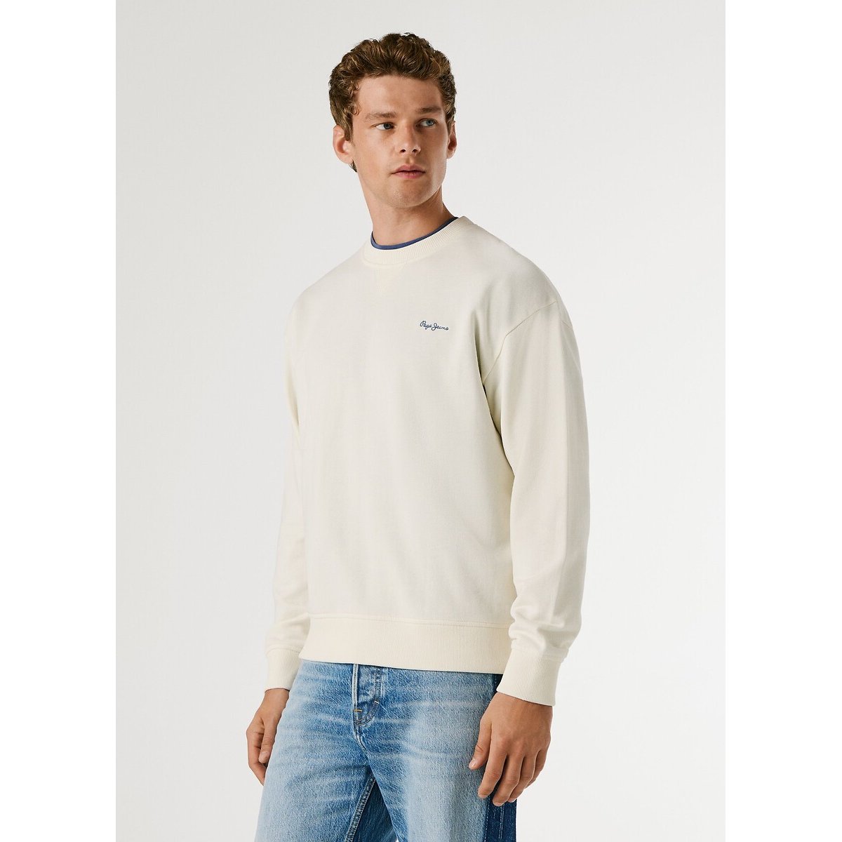 Sweat col rond GEO CREW blanc cassé, PEPE JEANS