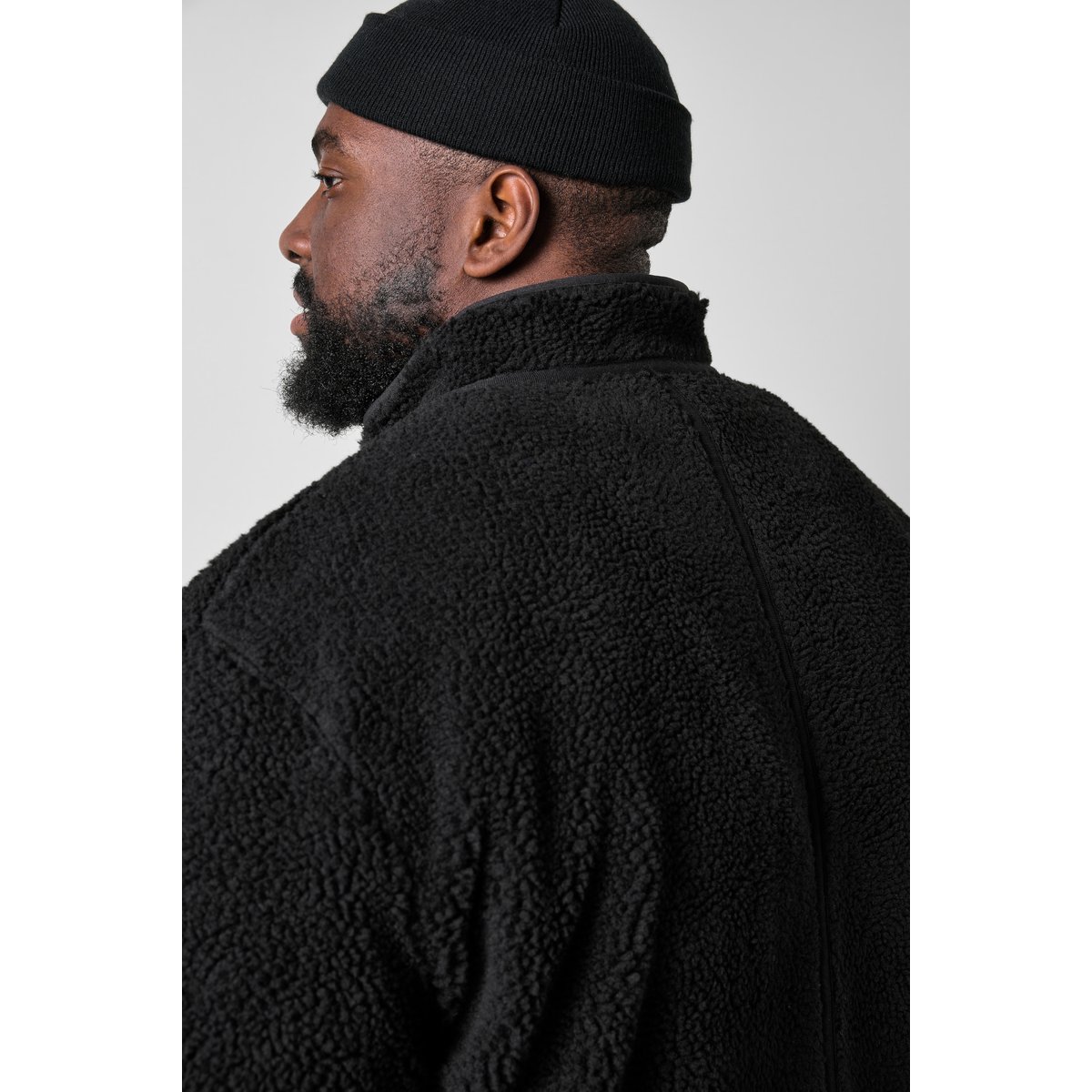 Veste en polaire bouclée, coupe décontractée noir, STHUGE
