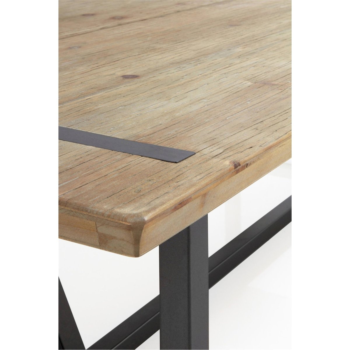 Table basse rectangulaire en bois et métal bois naturel et métal noir, RECOLLECTION