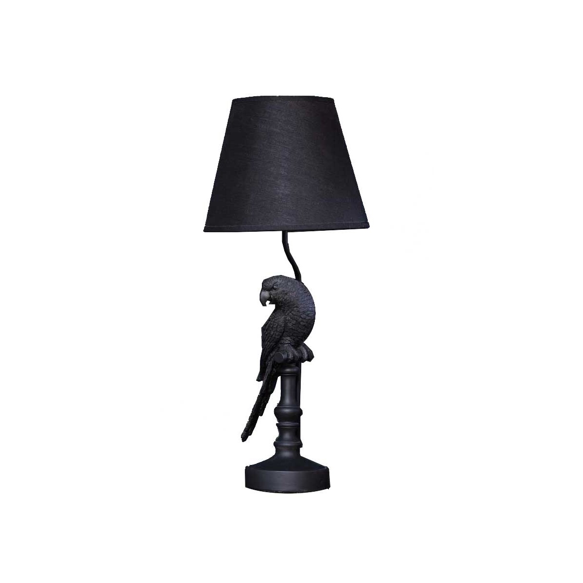 Lampe à Poser Noire Perroquet avec Abat-jour noir, WADIGA