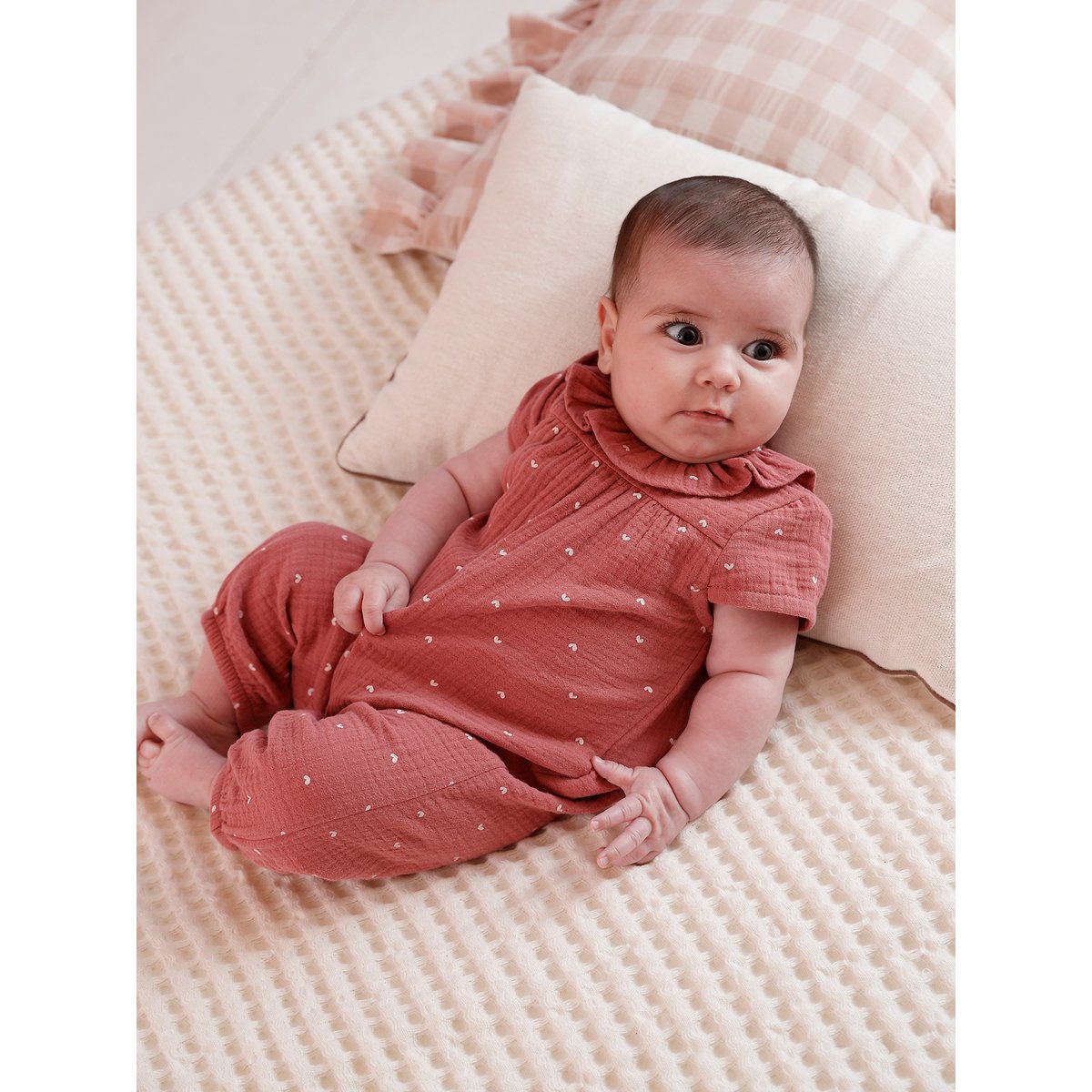 Combinaison bébé manches courtes blush, VERTBAUDET
