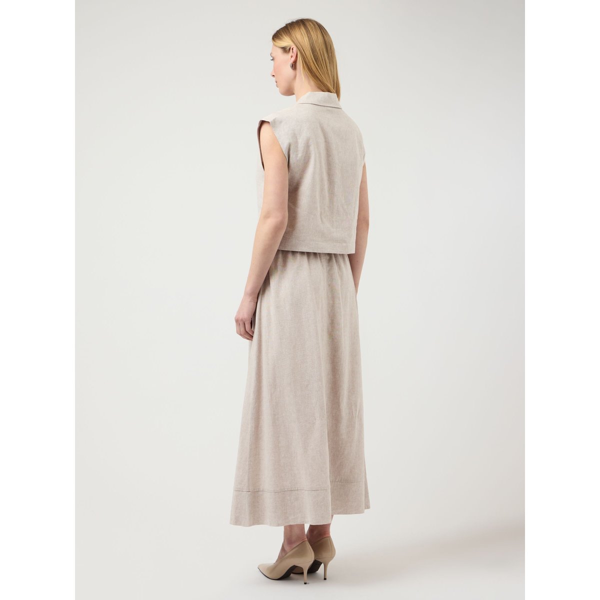 Jupe Longue gris - white pepper1, YAS