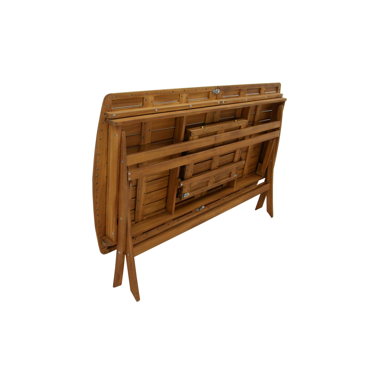 Table de jardin extensible rallonges intégrées en bois massif L180-240 cm CANOPEE naturel, MILIBOO