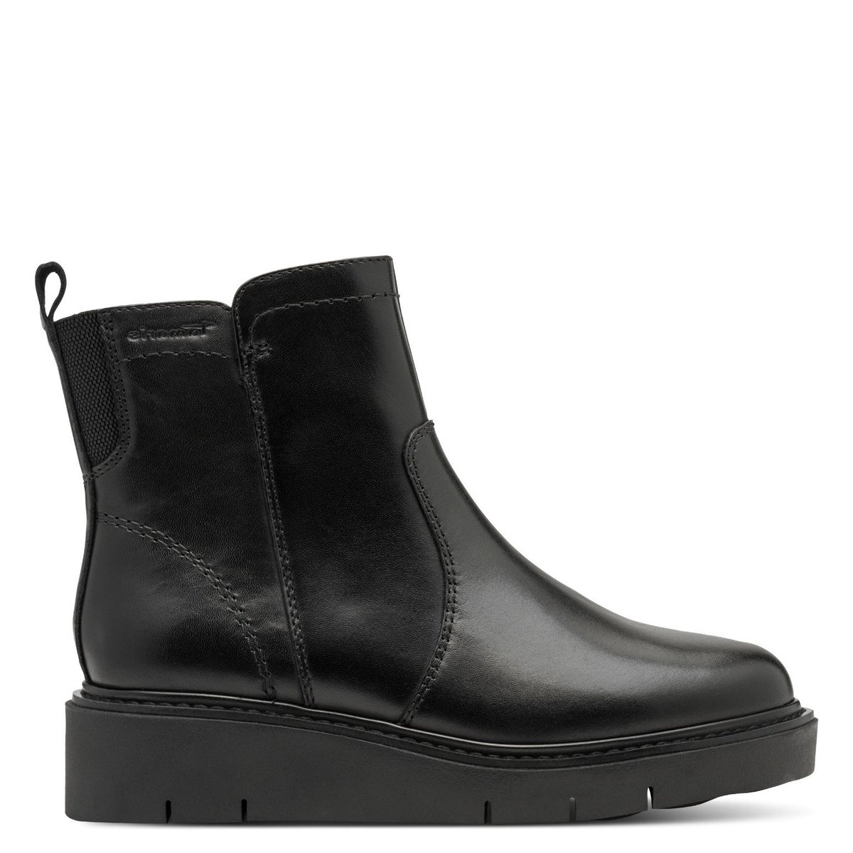 Bottine en cuir noir nappa, TAMARIS