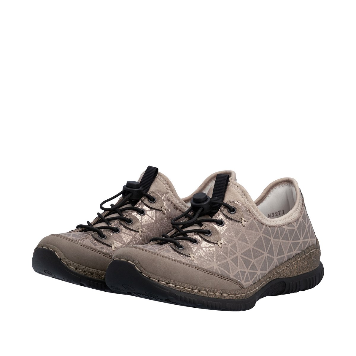 Sneakers beiges à talon plat pourvues d'une fermeture élastiquée beige, RIEKER