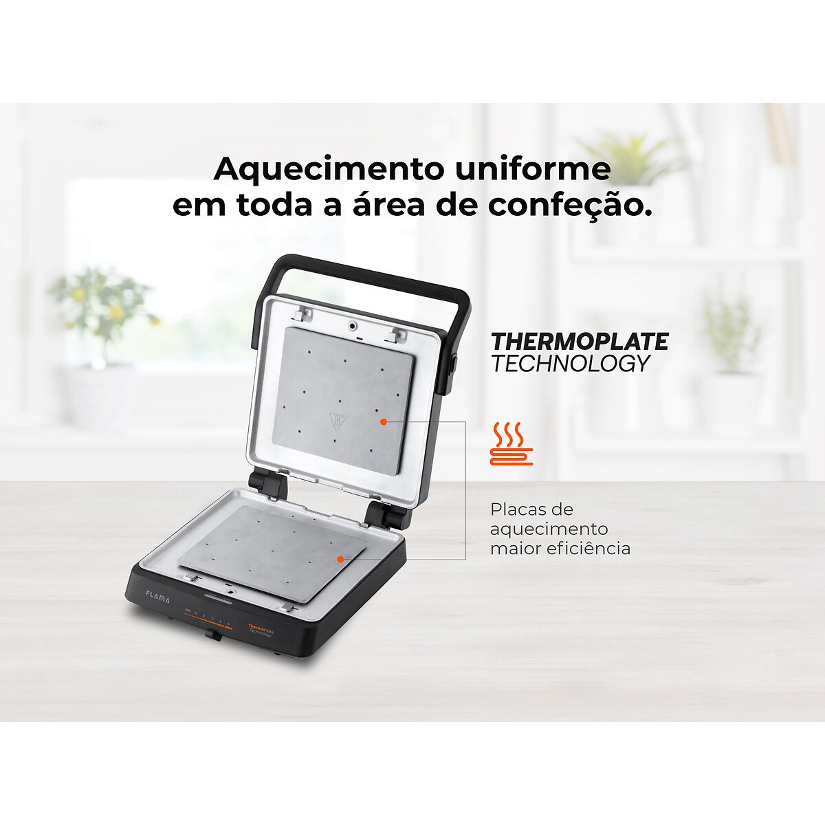 Grelhador Elétrico de Placas SlideControl HeatPro 2000W 4586FL, FLAMA preto , FLAMA