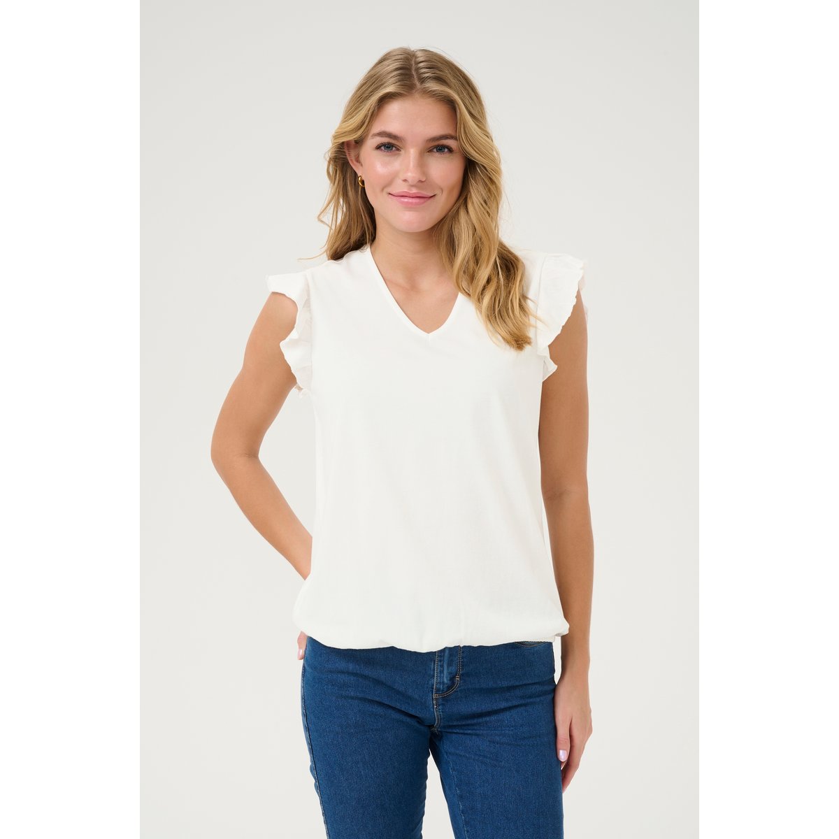 Blouse with short sleeve blanc chalk, KAFFE