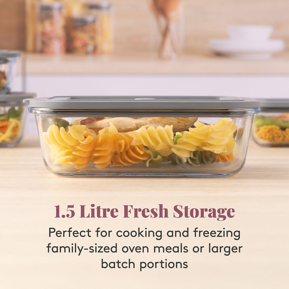 Set of 2 Fresh Storage Food Containers transparent, KILNER