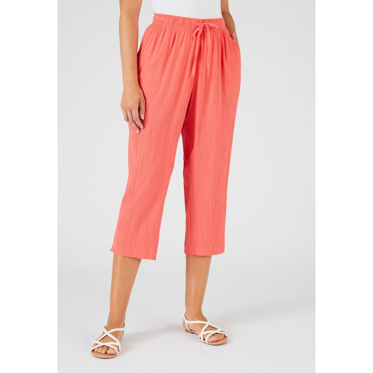 Pantacourt crépon léger rose corail, DAMART