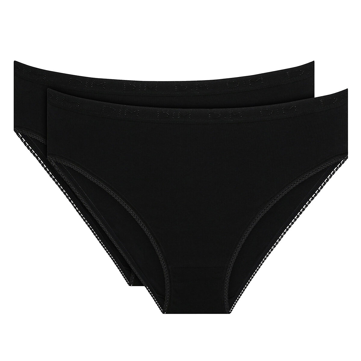 Lot De 2 Culottes Hautes Pur Coton noir, DIM