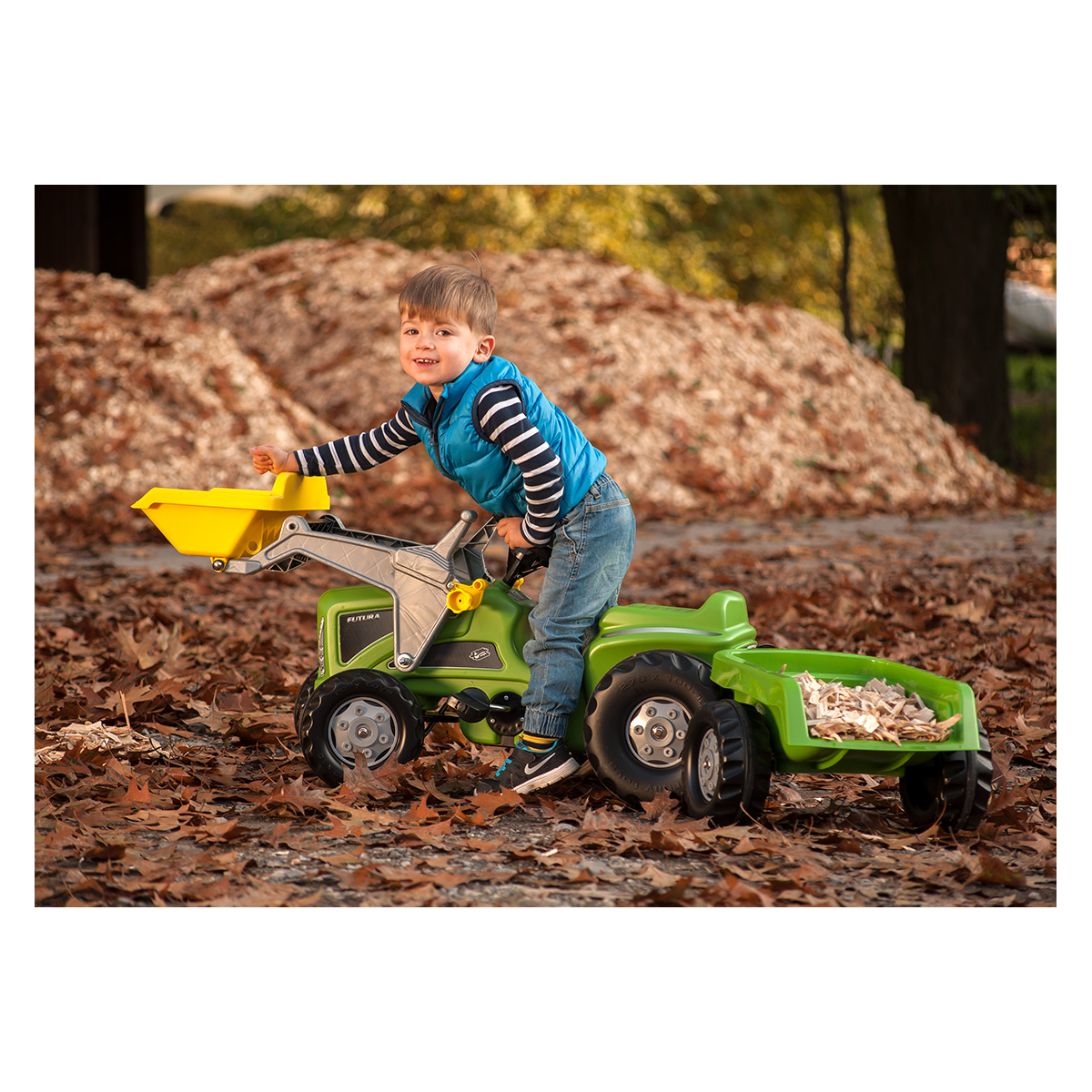 Tracteur a Pedales + Remorque rollyKiddy Futura jaune, ROLLY TOYS