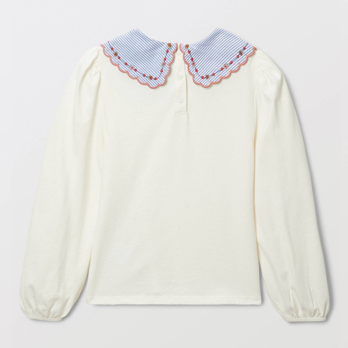 T-shirt manches longues col claudine ecru, MONOPRIX