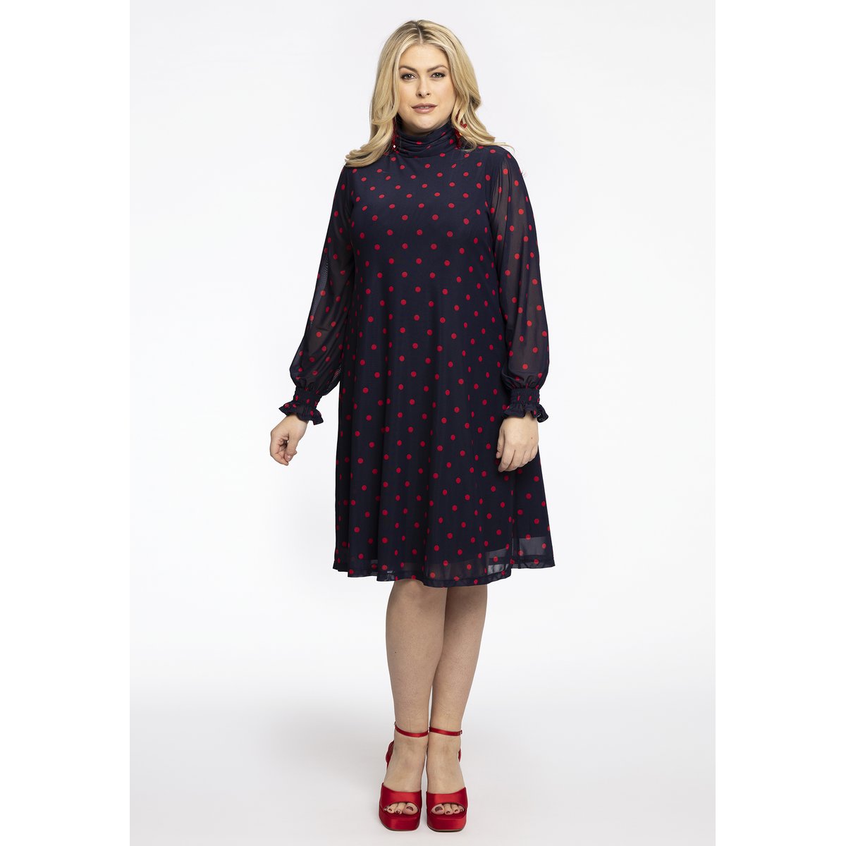 Robe avec imprimé à pois bleu, YOEK