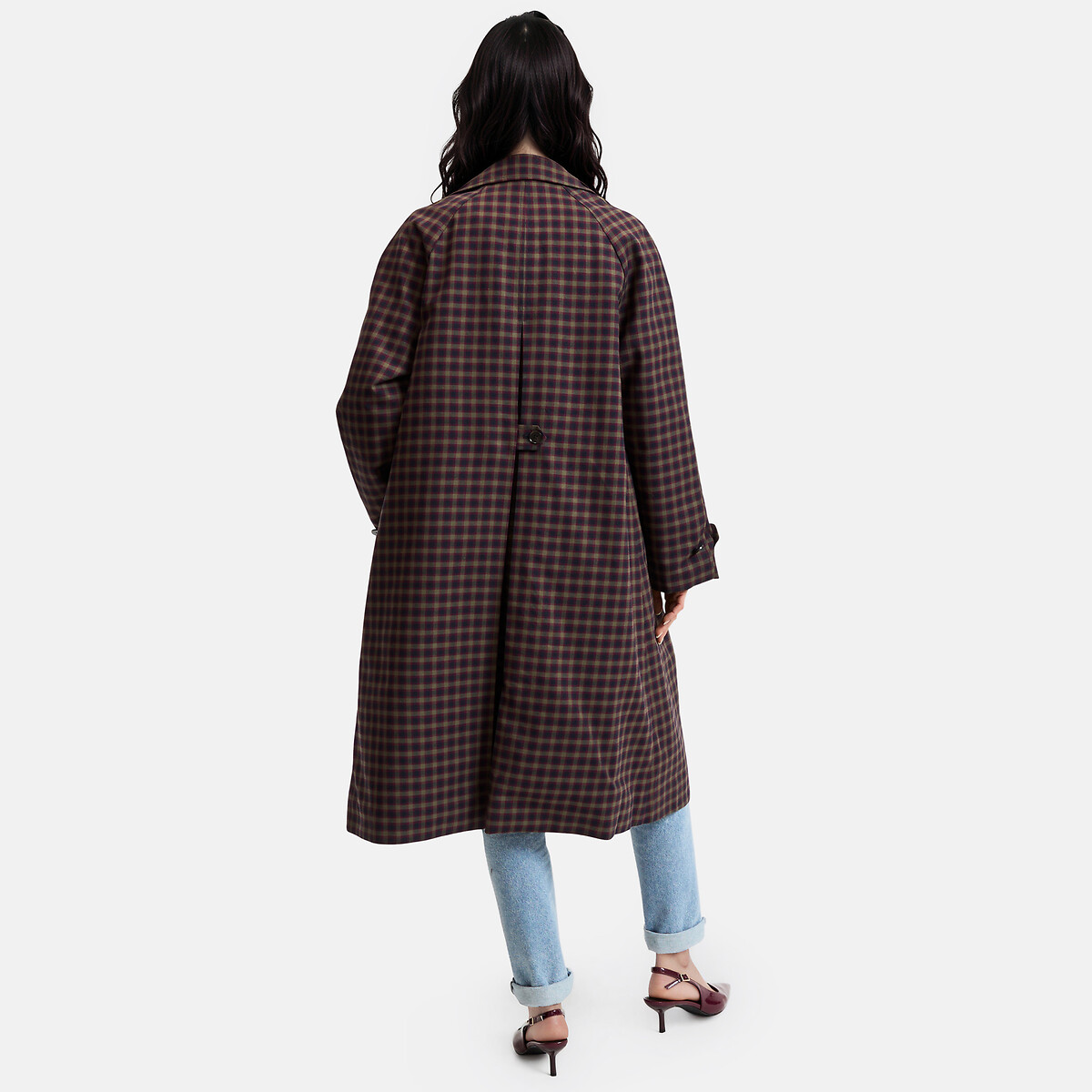 Trench long à carreaux carreaux bleu/vert, LA REDOUTE COLLECTIONS
