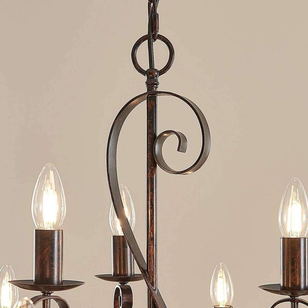 Lustre en métal traditionnel, Caleb brun rouille, LINDBY