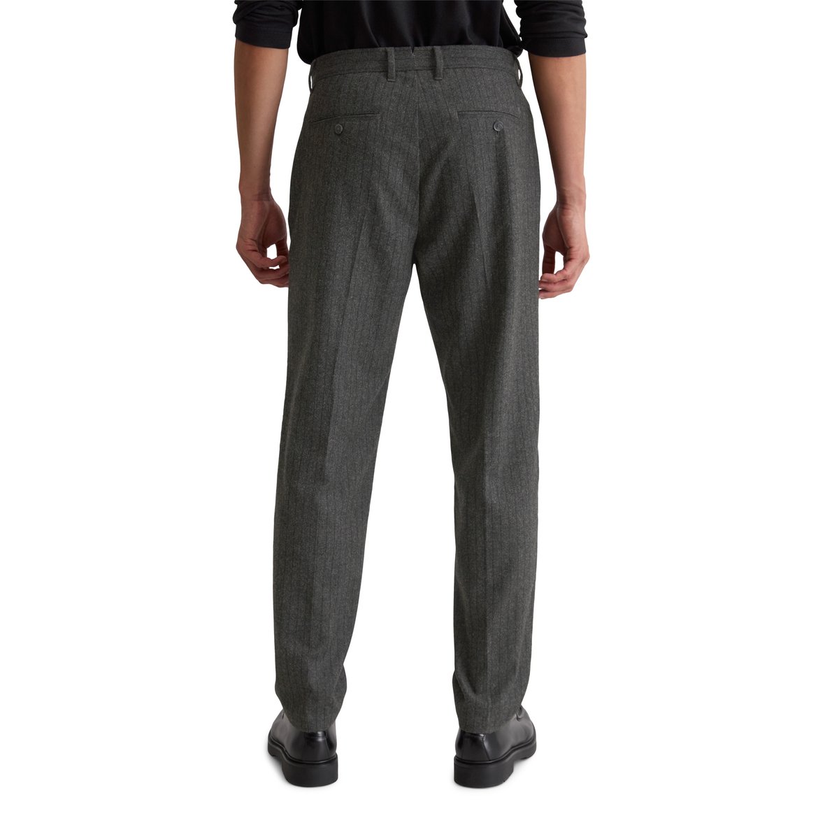 Pantalon modèle Belsbo relaxed en laine Tech douce noir, MARC O'POLO