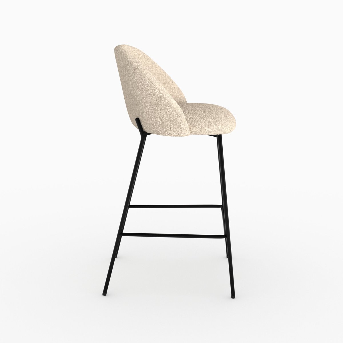 Lot de 2 chaises pour îlot central en tissu bouclé crème 66 cm - KARL crème, MAISON PAVANE