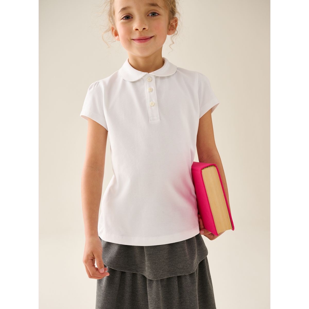 Haut d’école en coton stretch, lot de 2 blanc, NEXT