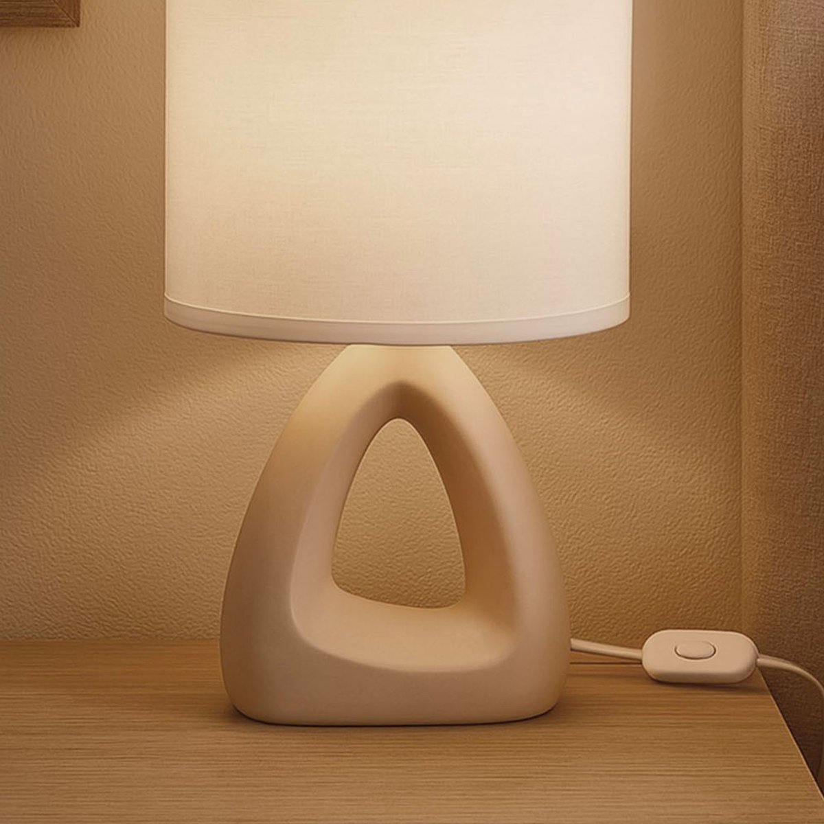 Lampe à poser en céramique beige 17x10x30cm beige, VERSA