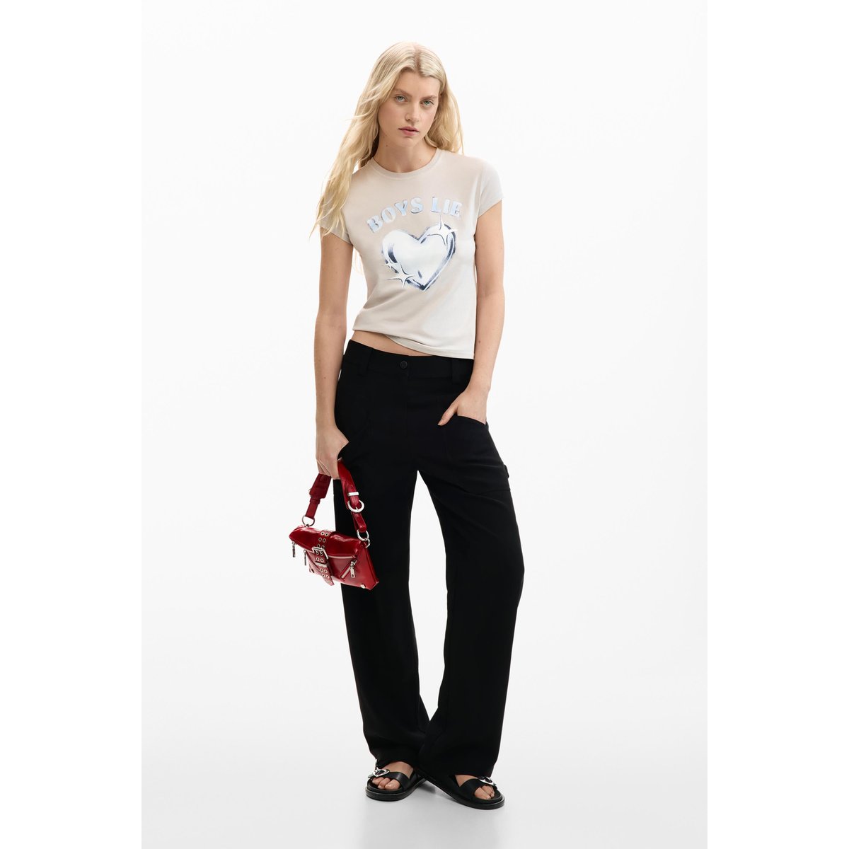 T-shirt ajustée cœur bleu, DESIGUAL