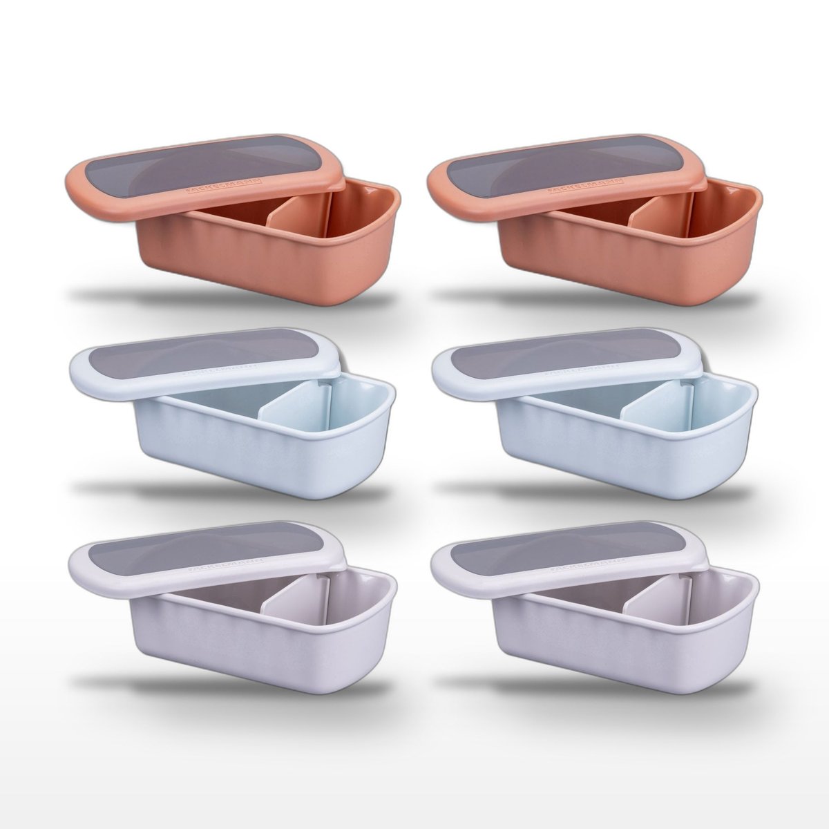 Lot de 6 lunch box 1 L avec 6 ustensiles de cuisine STORAGE beige|bleu|rouge, FACKELMANN