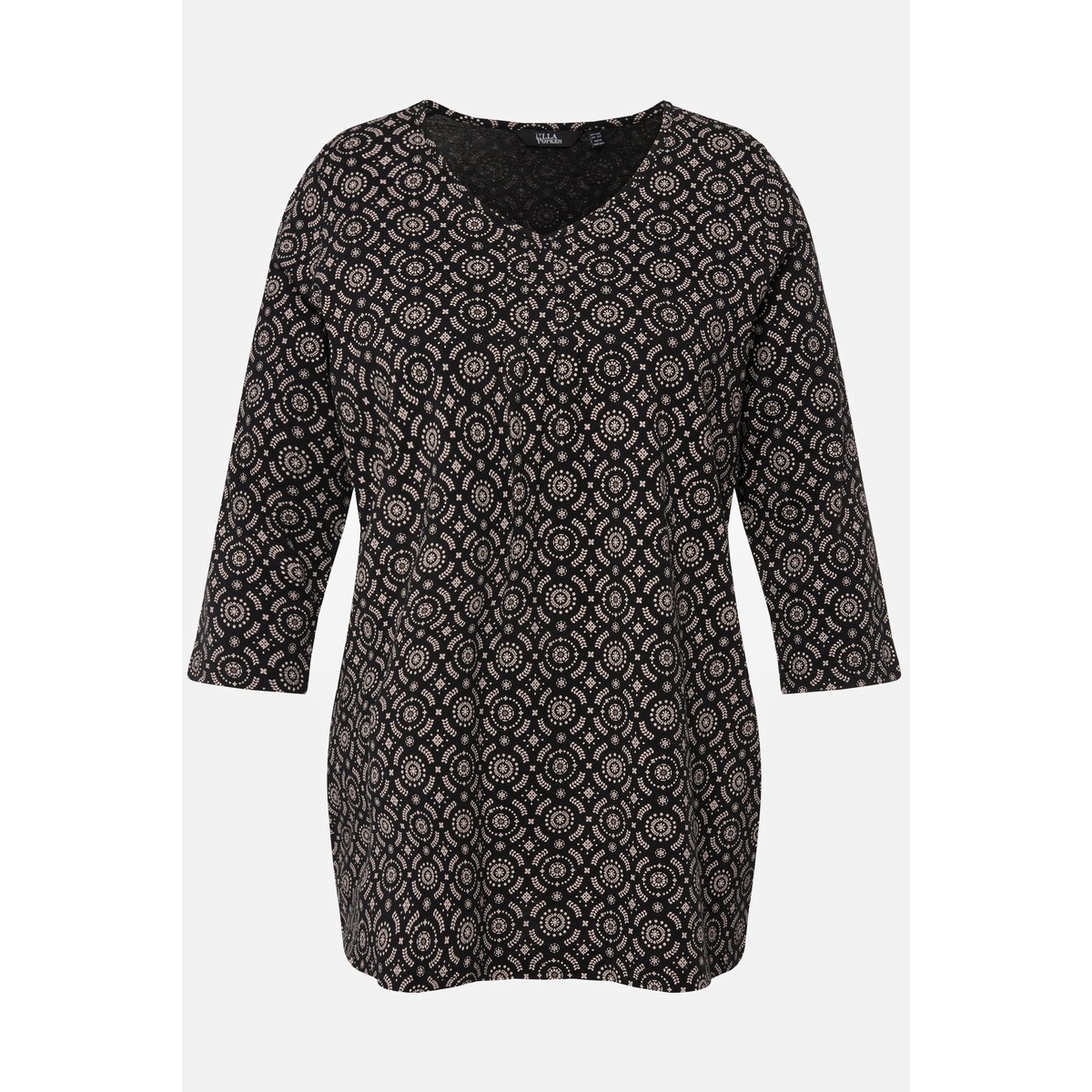 T-shirt à ligne en A noir, ULLA POPKEN