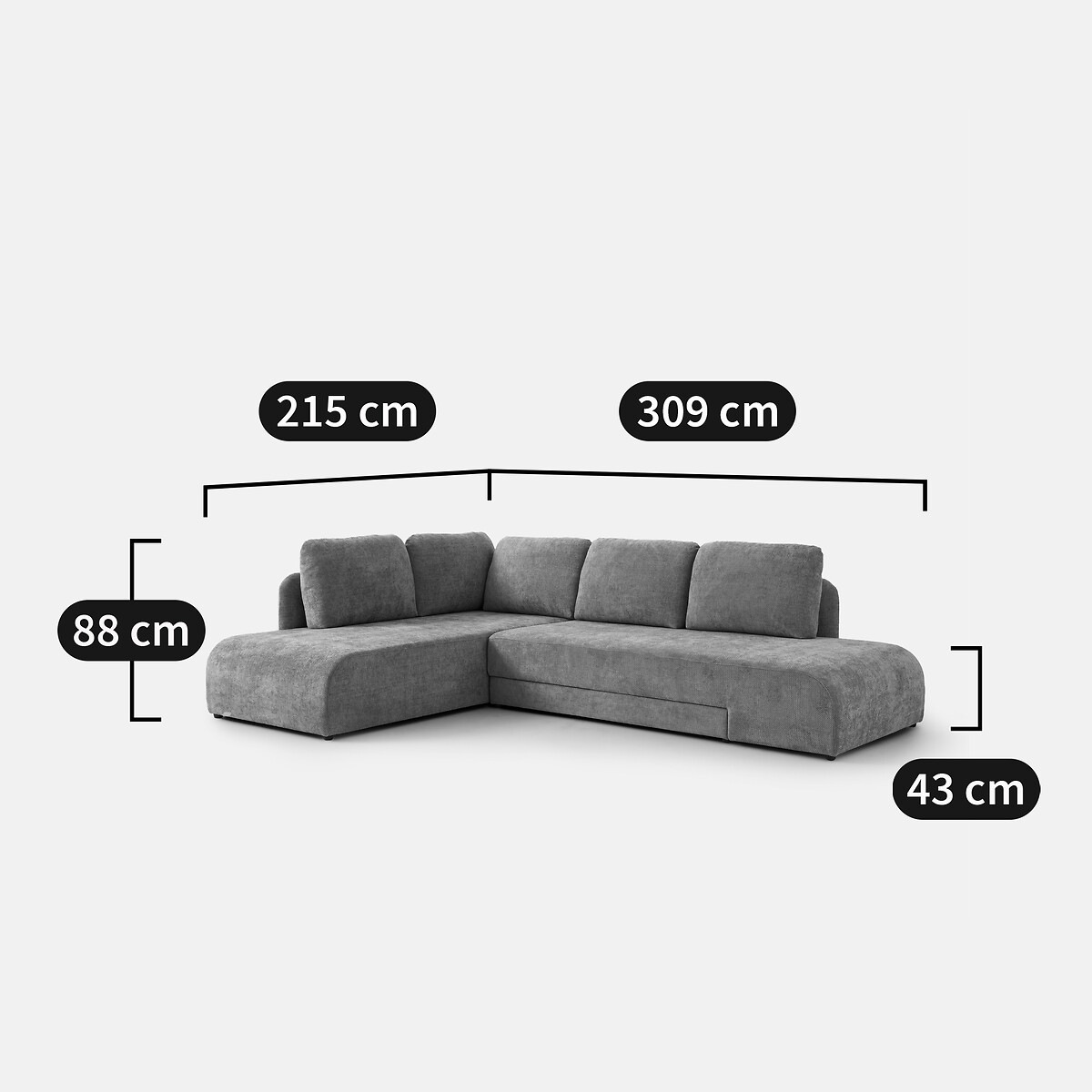 Canapé d'angle convertible chenille croisée, Gina bleu nuit, LA REDOUTE INTERIEURS