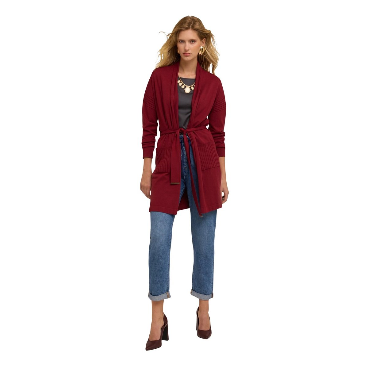 Cardigan long avec ceinture noir, MOTIVI