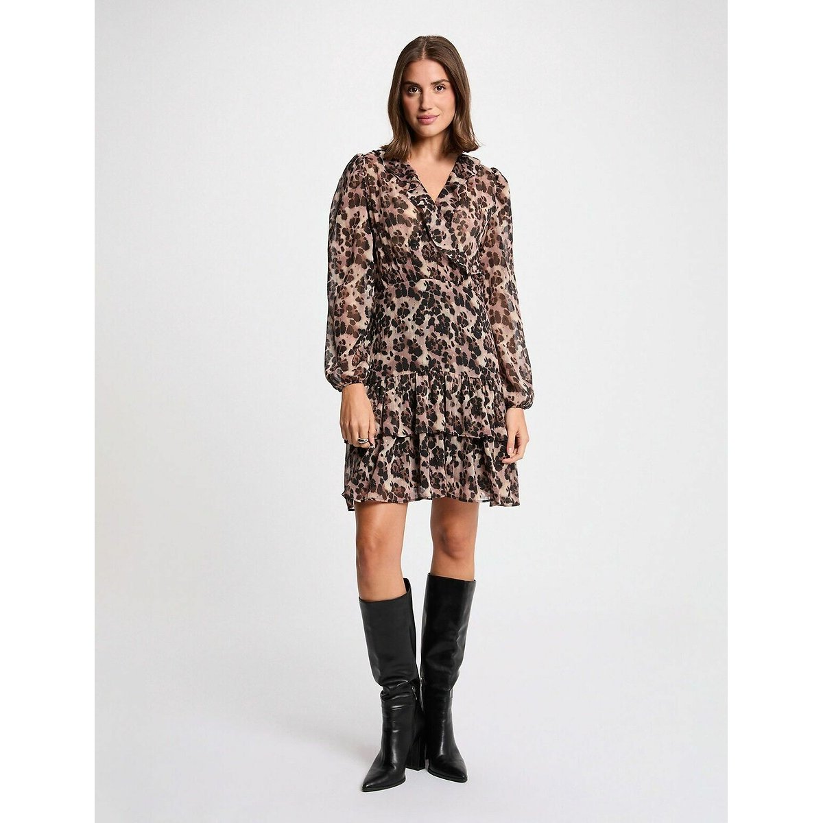 Leopard V-Neck Mini Dress multi-coloured, MORGAN